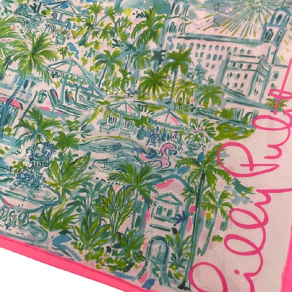 Lilly Pulitzer Pink and Green Scenic Shopping Bag/Tote